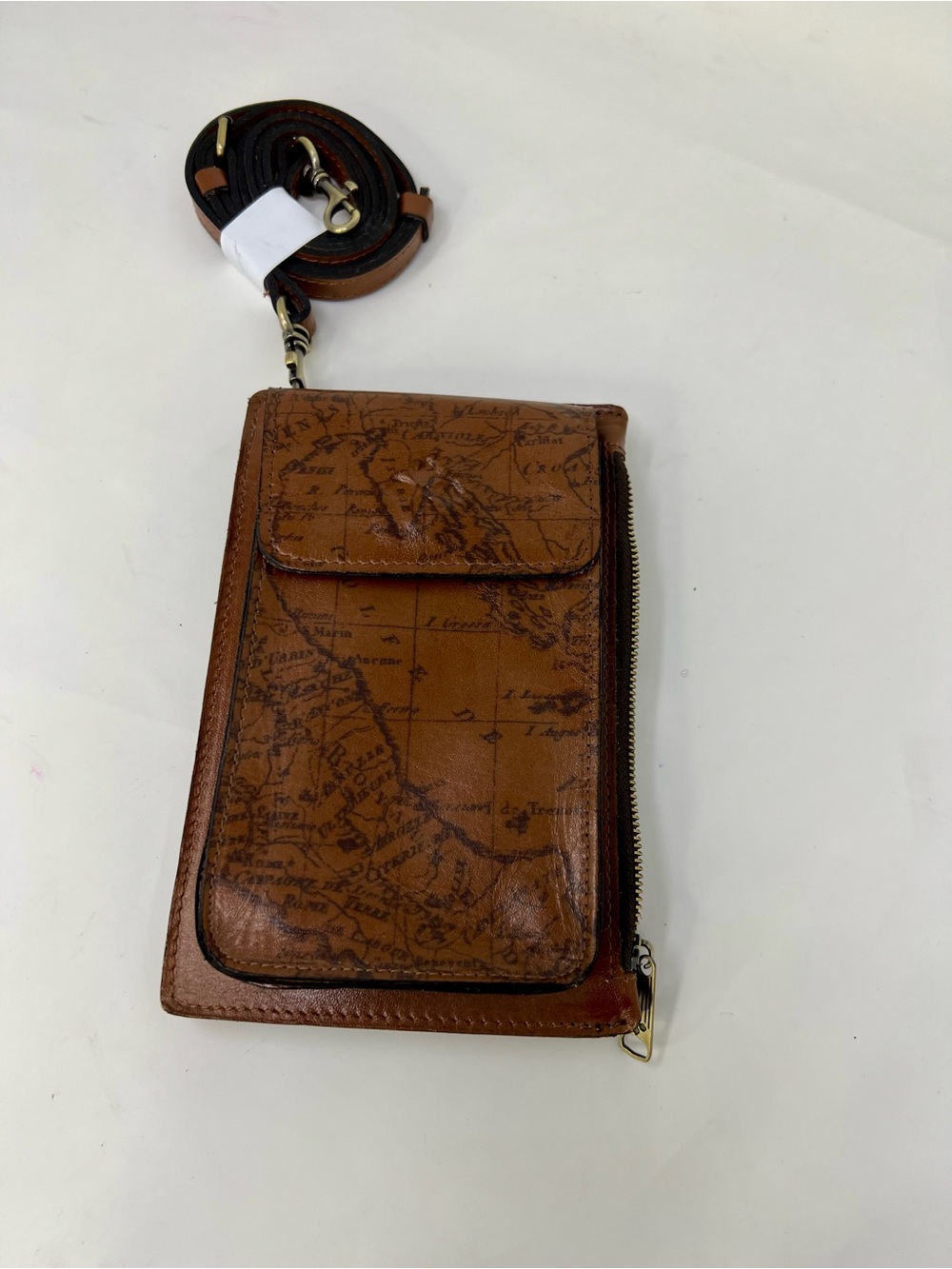 Patricia Nash Chiavella Leather Phone Bag Crossbody RFID Riot Rust Map